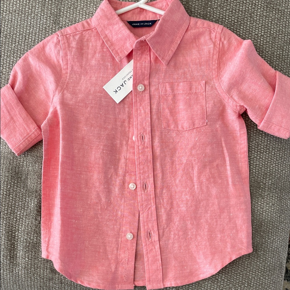 Janie and Jack Coral Button-Down Shirt